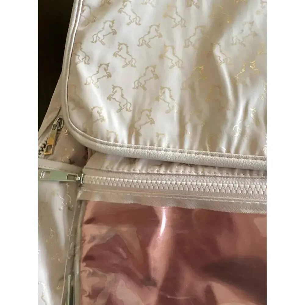 Girls Pink Unicorn Backpack Clear Pocket Organizer Pouch NWT Blush Gold